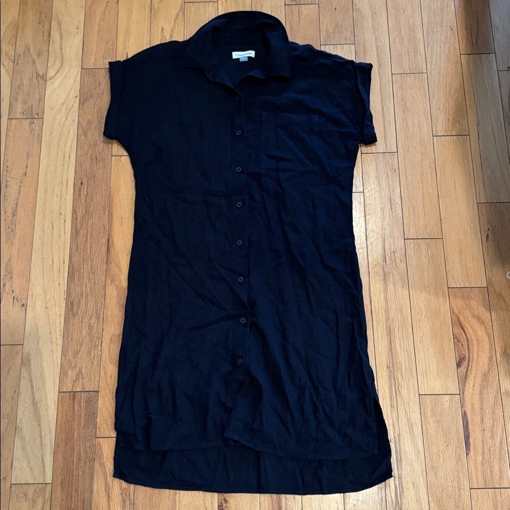 Calvin Klein | Linen Blend Shirt Dress | Navy | size 4